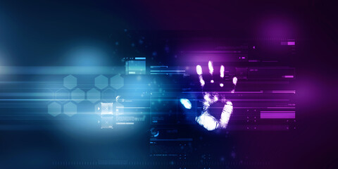 2d Illustration Fingerprint Scanning Technology Concept 
