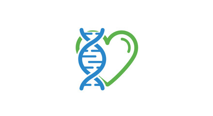 Obraz premium Genetic DNA Helix and Heart Shape Icon Representing Health and Medical Care on Isolated White Background