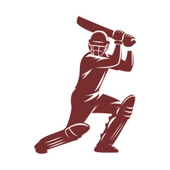 Cricket Batsman In Action With Raised Bat For Dynamic Batting Pose