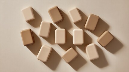 rectangle. Geometric arrangement of sleek rectangular objects on a neutral surface, showcasing minimalist design. real-estate listings.