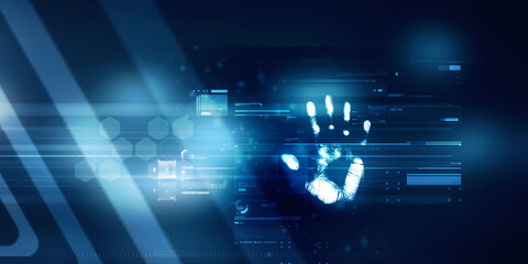 2d Illustration Fingerprint Scanning Technology Concept 
