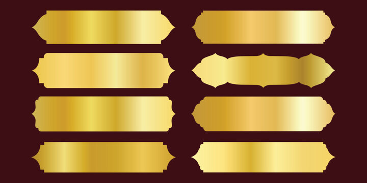 luxury golden islamic arch window frames on black background elegant arabic border design element for ramadan kareem muslim decoration vector illustration set collection