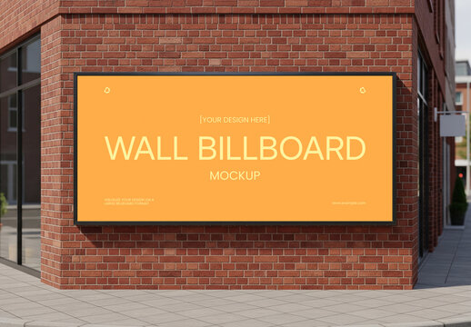 Brick Urban Wall Billboard Mockup