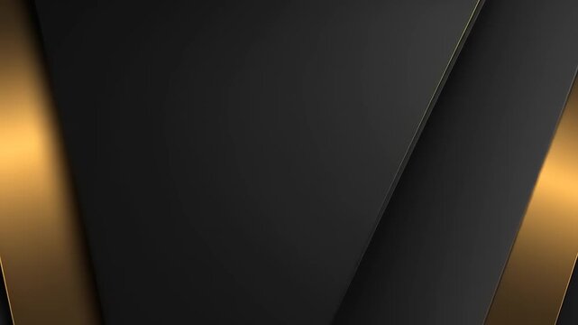 Abstract geometric composition with intersecting gold and black planes, creating a V shape