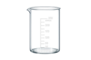 Glass beaker measuring equipment for chemical science research