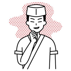 悪巧みをする和食屋の男性店員