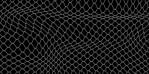Fishing net seamless pattern. Soccer and football gates mesh. Fishnet texture. Basketball hoop and hockey net pattern. Sportswear texture. Chain link fence. Vector illustration on black background. © Afandi