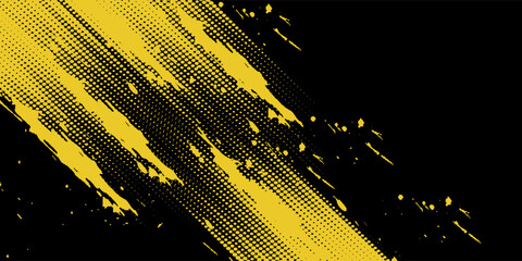 Abstract Black and Yellow Dirty Grunge Background with Halftone Effect. Sports Background vector eps10