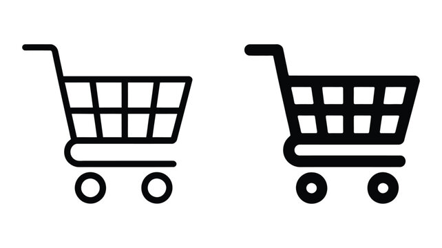 Shopping cart icon set representing online shopping, e-commerce transactions, retail purchases, digital storefronts