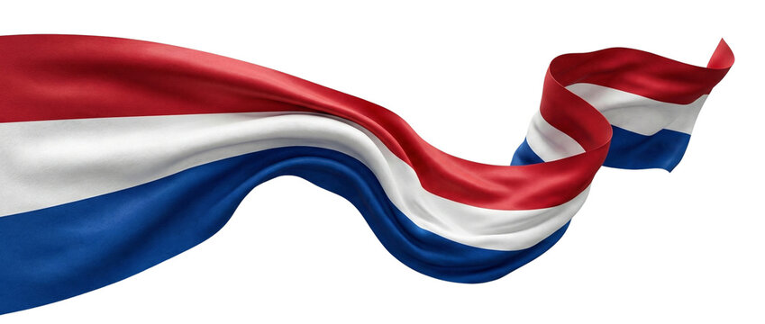 Dutch flag waving with red white and blue colors