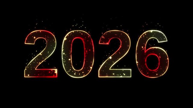 2028 new year colorful animated background	on black
