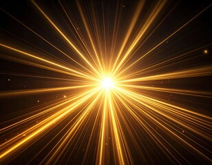 Obraz premium Golden Light Burst with Radiant Rays in Deep Black Background