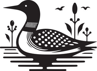 Abstract vector illustration of a wild bird on a branch featuring a black silhouette design with artistic wings and a sharp beak as a nature symbol for wildlife and beauty