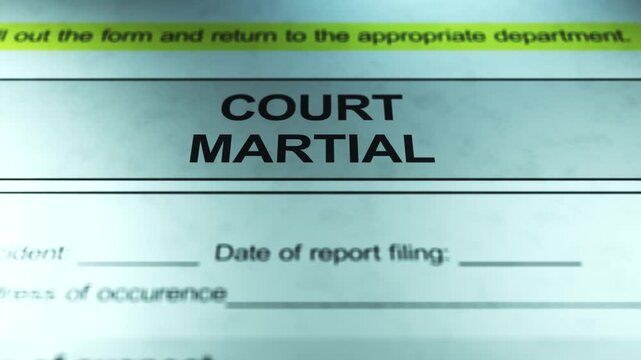 Dramatic Lighting over Generic Military Court Martial Form