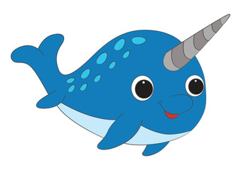 Single sea narwhal isolated on white background © Vector Club