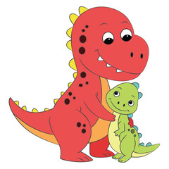 Cartoon of mother and baby brontosaurus © Vector Club