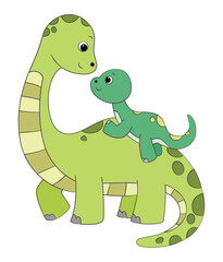 Mother brontosaurus dinosaurs isolated on white background © Vector Club