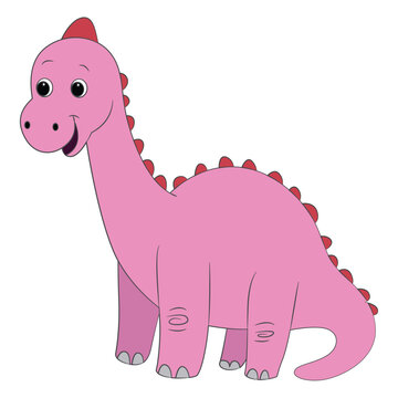 Cartoon flat diplodocus isolated on white background
