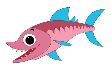 Obraz premium Funny simple barracuda fish isolated on white background