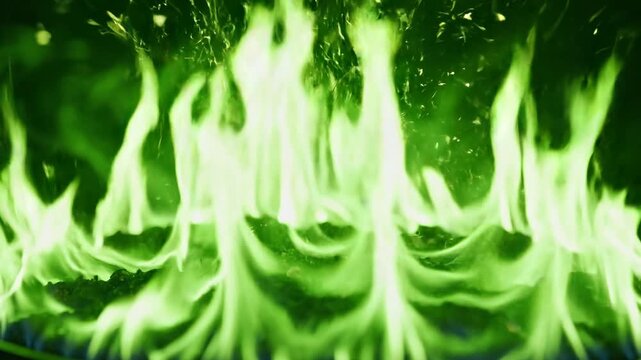 Green Flame Burning with Intense Energy.