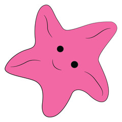 Fat starfish cartoon isolated on white background