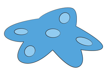 Blue starfish cute flat isolated on white background