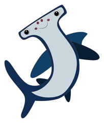 Hammerhead shark swimming isolated on white background