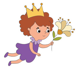 Girl dressed as a princess or fairy holding a flower