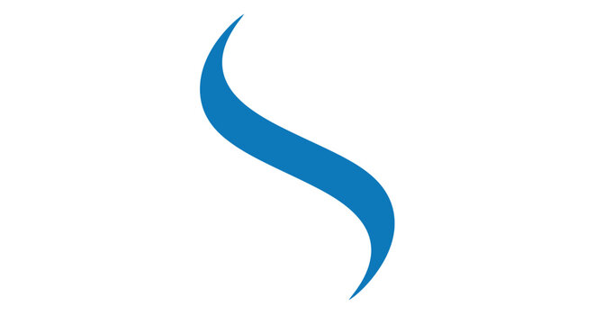 A simple curved blue shape resembling a stylized letter s