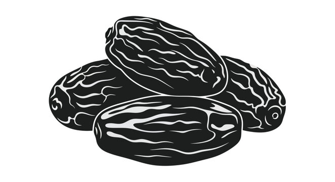 Black and white illustration of four jujube fruits in a pile