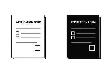 Application Form Documents in White and Black Flat Design vector illustration