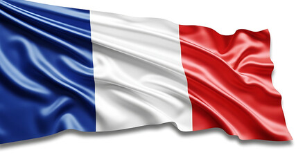 A digitally rendered image of the french flag waving in the wind.