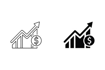 Financial Growth Graph with Dollar Sign Vector Icons, Flat Design Style for Business Infographics vector illustration
