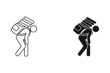 Man carrying heavy load on back vector illustration