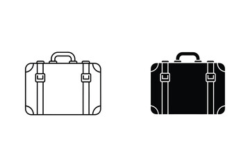 Two Suitcases with Handle, Buckles and Straps in Flat Design Vector Illustration