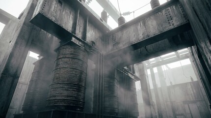 Obraz premium Industrial Electrical Infrastructure with Steam