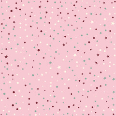 Soft Pink Background with Scattered Stars and Polka Dots for Romantic Valentine Decor, Nursery Wallpaper, and Festive Girly Gift Wrap Design