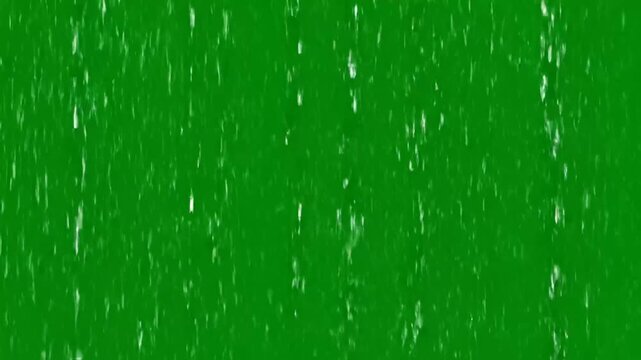 Rainfall scene captured in a video with green screen background