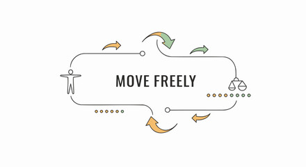 Vector freedom quote with arrows and human figure, inspirational text for banner or poster, overlay effect for website or social media