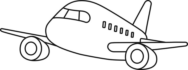 line vector illustration of an airplane. airplane side. airplane flying	