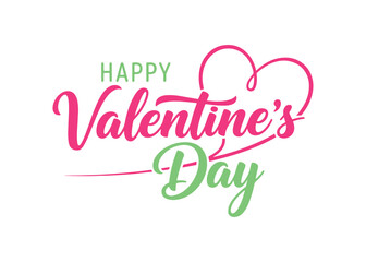 Obraz premium Lettering for Valentine's Day. Template for a Valentine greeting card with calligraphy and a heart design on a white backdrop. Vector illustration