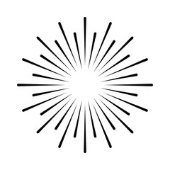 Obraz premium Vintage sunburst, sunset beams. Boho style, modern minimalist bohemian design. Hand drawn bursting sun, light rays. Logotype or lettering design element in retro style. Vector illustration