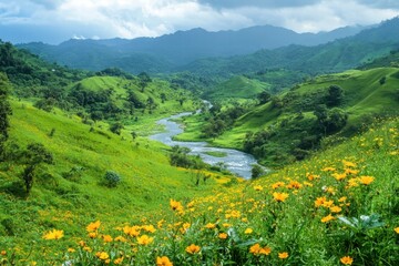 Green valley river landscape