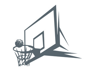Basketball hoop and ball silhouette vector illustration geometric style
