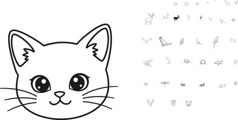 Cute cartoon cat face illustration © Tarek