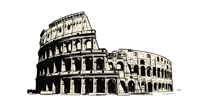 Ancient Colosseum in Rome with dramatic lighting effects