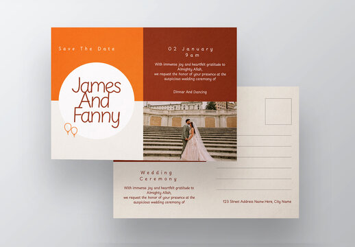 Wedding Post Card Template Layout