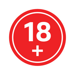 Obraz premium Red 18 plus age restriction sign. Adult content warning or age verification symbol for legal compliance.