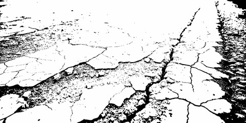 Fototapeta premium Black and white dirty grunge texture of cracked paint on asphalt and abstract effect old concrete faded wall dry surface patterns background. 
