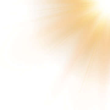 Gold shining sunbeam PNG with luminous flare streaks, warm tone glow and transparent background for premium overlays
